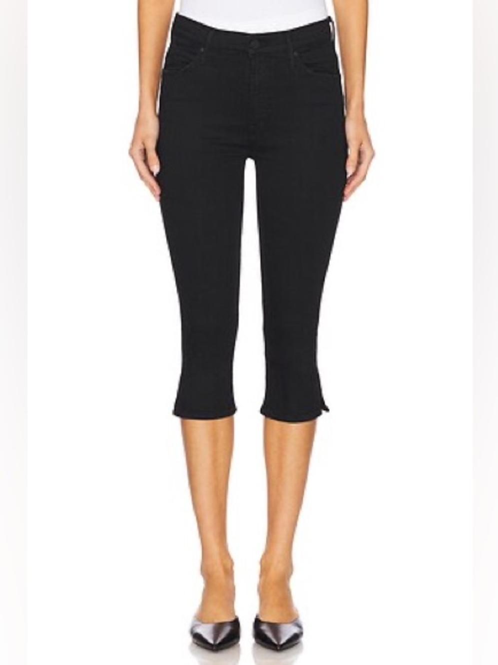 Mother Black The Stunner Zip Bunny Snip Mid-Waist Capri Jeans Sz 29